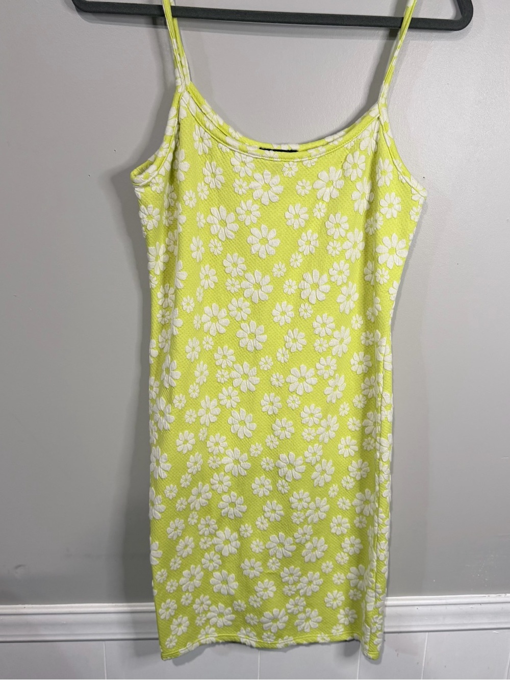 As U Wish Lime Green and White Daisy Slip Dress